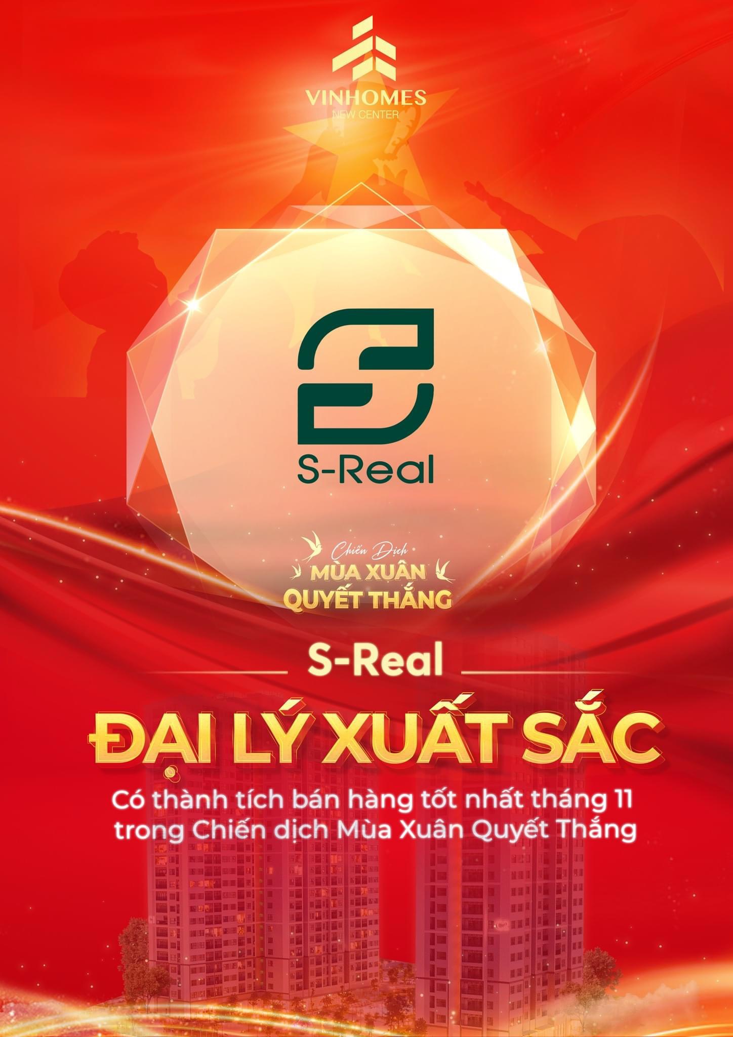 S-Real Việt Nam và danh hiệu Đại lý bán hàng xuất sắc nhất dự án Vinhomes New Center